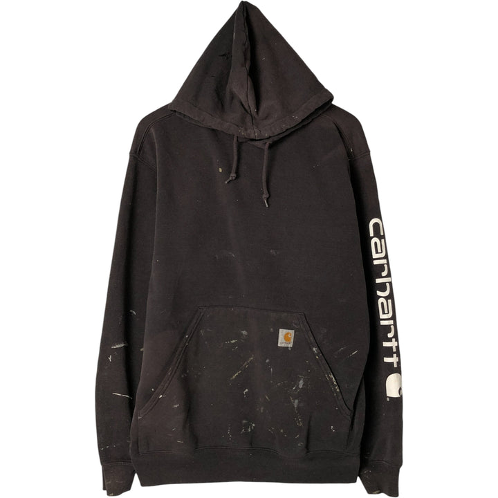 Carhartt Painted Sweatshirt Pullover Hoodie, Men's Size L unclear Charcoal Vintage Second Hand