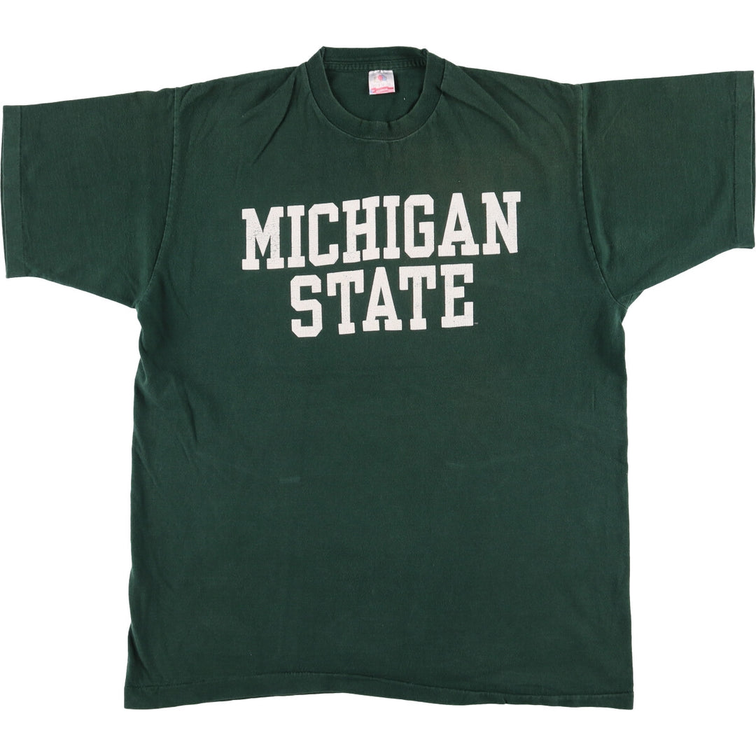 90'S Fruit of the Loom Michigan State University Single-Stitch College T-Shirt, Made in USA, Men's Size XL, Vintage cotton Green type dark green Vintage Second Hand