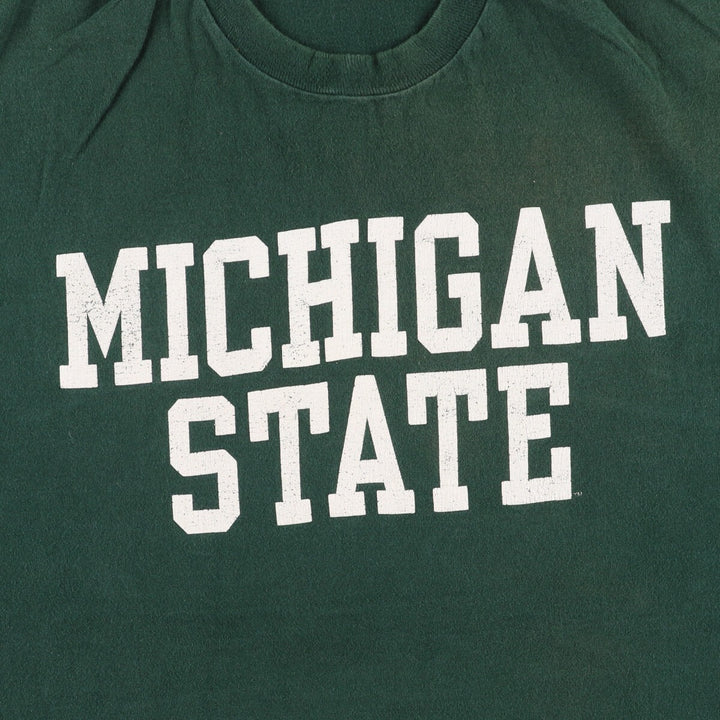 90'S Fruit of the Loom Michigan State University Single-Stitch College T-Shirt, Made in USA, Men's Size XL, Vintage cotton Green type dark green Vintage Second Hand