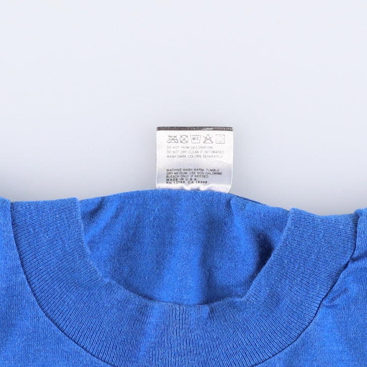 Vintage 90'S Fruit of the Loom single-stitch college T-shirt, made in the USA, size L, men's cotton blue type Vintage Second Hand