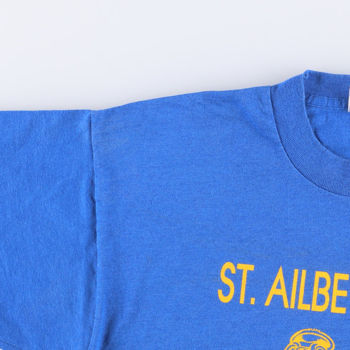 Vintage 90'S Fruit of the Loom single-stitch college T-shirt, made in the USA, size L, men's cotton blue type Vintage Second Hand