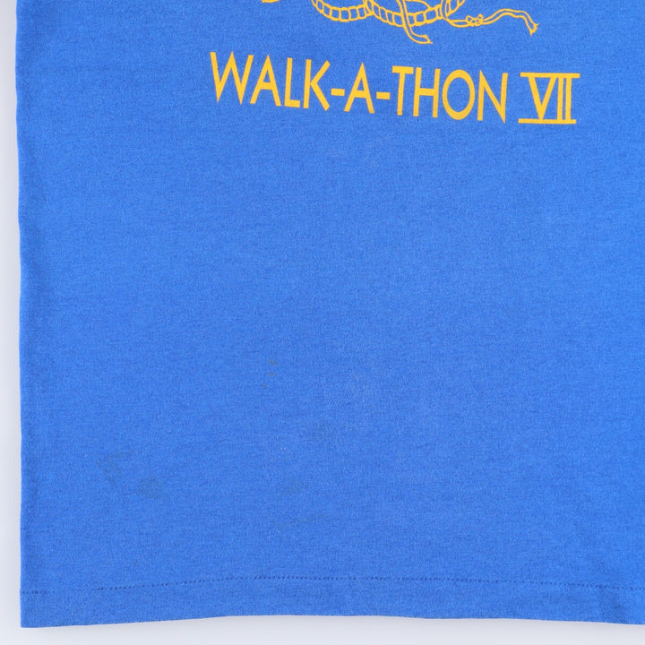 Vintage 90'S Fruit of the Loom single-stitch college T-shirt, made in the USA, size L, men's cotton blue type Vintage Second Hand