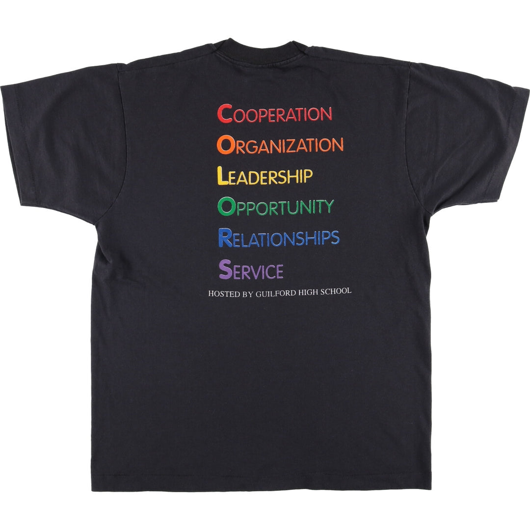 90'S Fruit of the Loom Best Printed T-shirt, Made in USA, Men's L size, Vintage cotton black type Vintage Second Hand