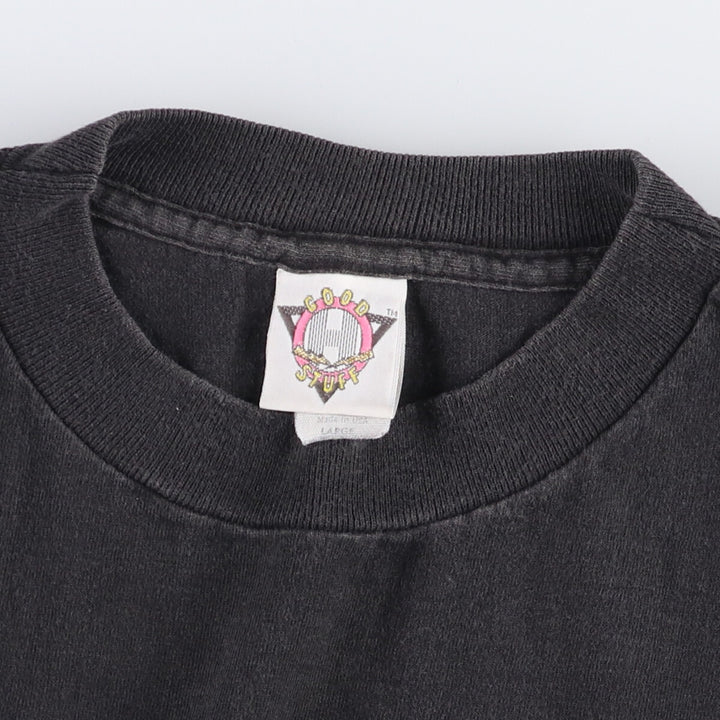 Vintage 90'S GOOD STUFF printed T-shirt, Made in USA, Men's Size L cotton Charcoal Vintage Second Hand