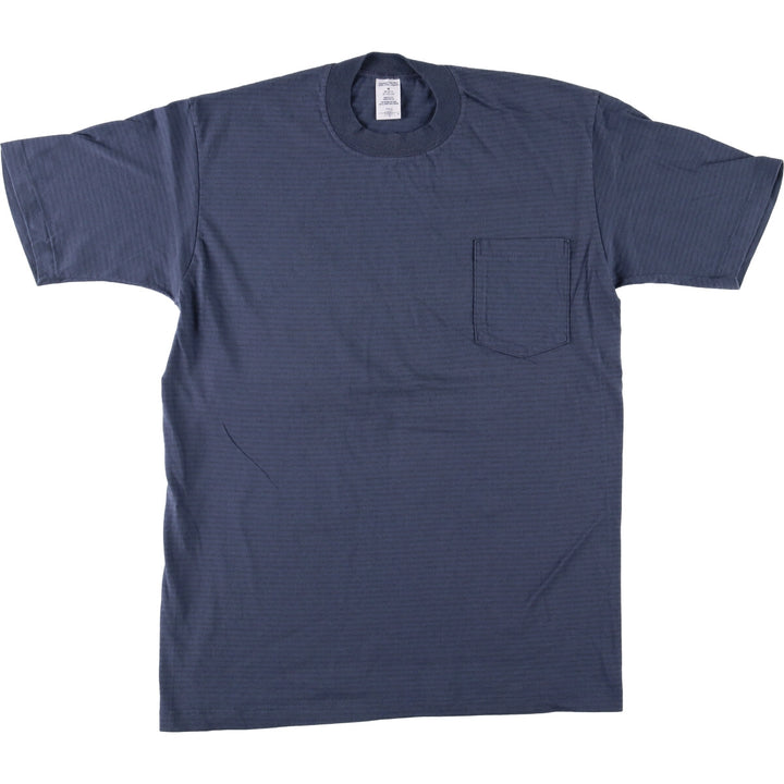 Vintage 90'S JCPenney TOWNCRAFT striped pocket T-shirt, Made in USA, Men's Medium cotton blue type Vintage Second Hand