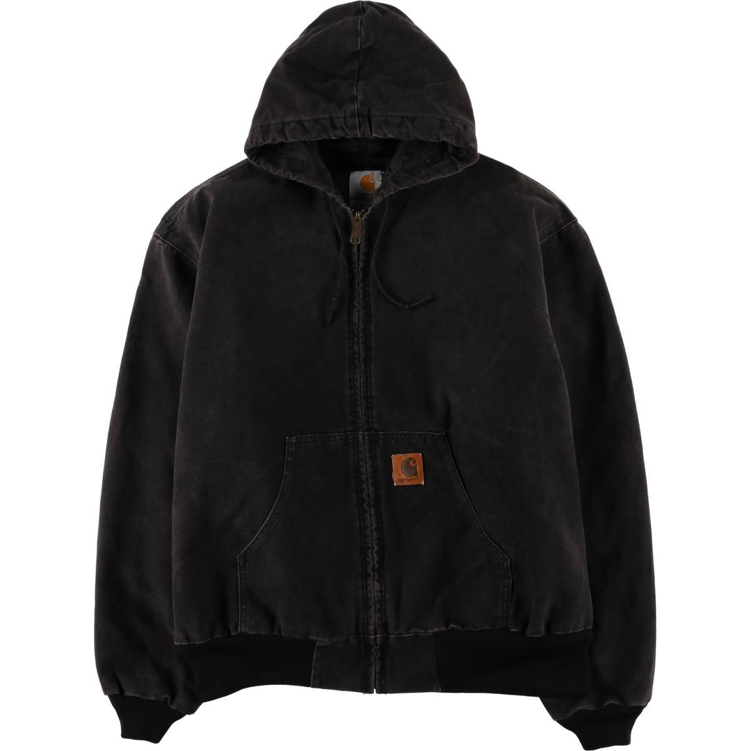 00'S Carhartt Active Jacket, Padded Duck Full Zip Hoodie, Men's XXL cotton black type Vintage Second Hand