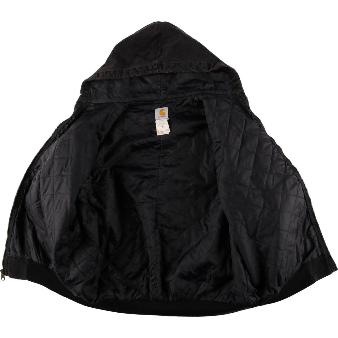 00'S Carhartt Active Jacket, Padded Duck Full Zip Hoodie, Men's XXL cotton black type Vintage Second Hand