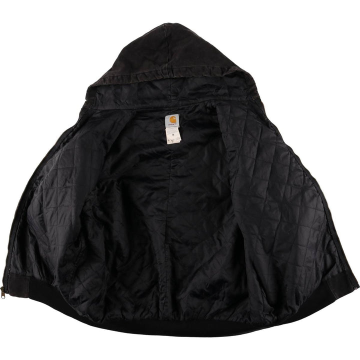 00'S Carhartt Active Jacket, Padded Duck Full Zip Hoodie, Men's XXL cotton black type Vintage Second Hand