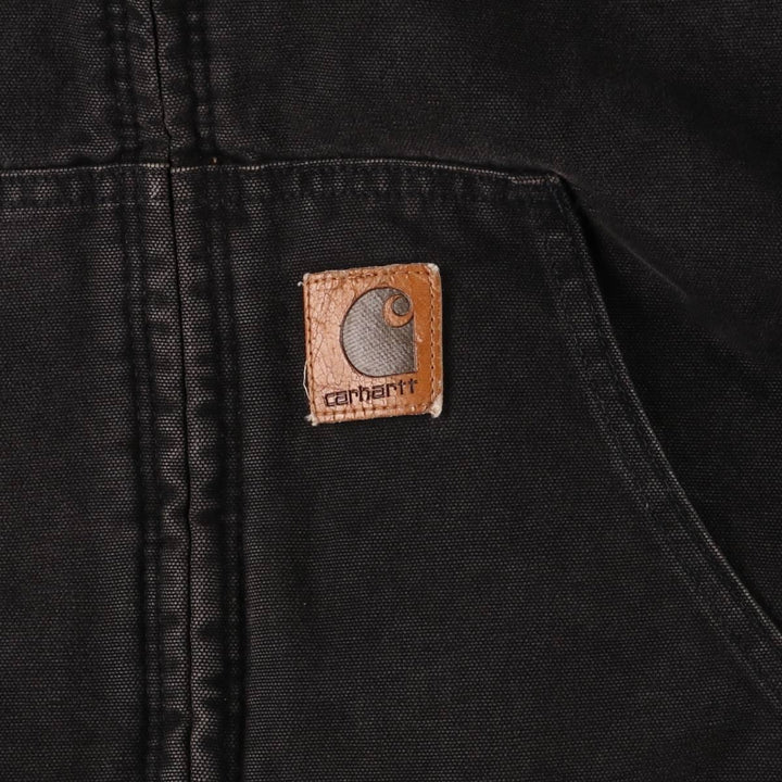 00'S Carhartt Active Jacket, Padded Duck Full Zip Hoodie, Men's XXL cotton black type Vintage Second Hand
