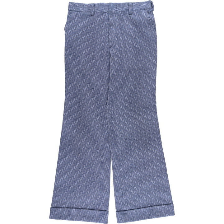 Vintage 1970'S JCPenney all-over print flared pants, men's size W32. unclear blue type Vintage Second Hand