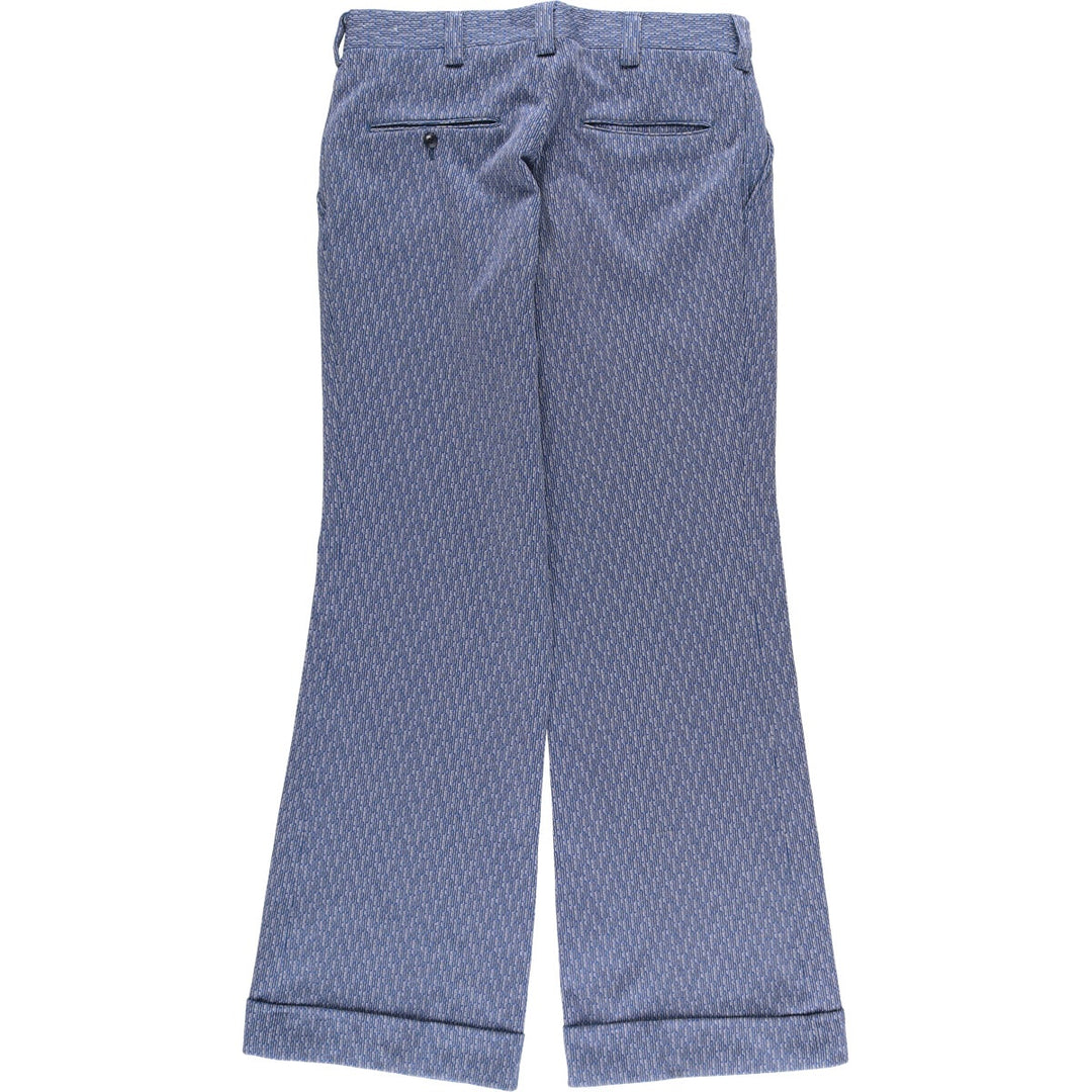 Vintage 1970'S JCPenney all-over print flared pants, men's size W32. unclear blue type Vintage Second Hand