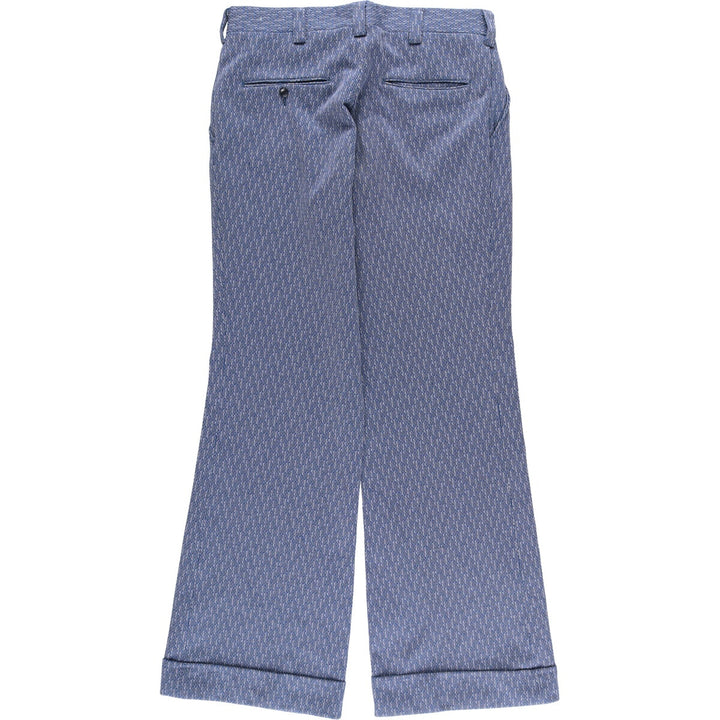 Vintage 1970'S JCPenney all-over print flared pants, men's size W32. unclear blue type Vintage Second Hand