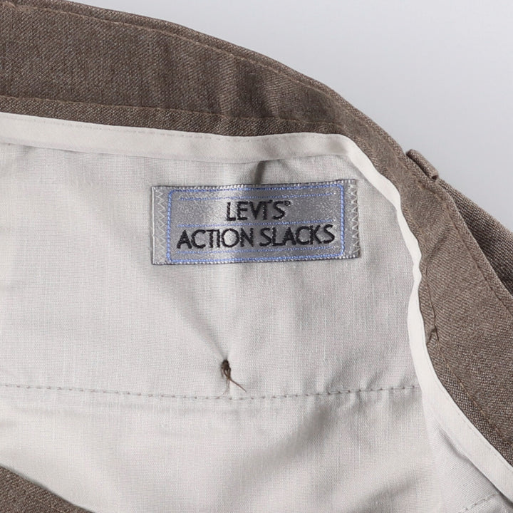 90'S Levi's Action Slacks, Made in USA, Men's, Size 34, Vintage polyester brown type Vintage Second Hand