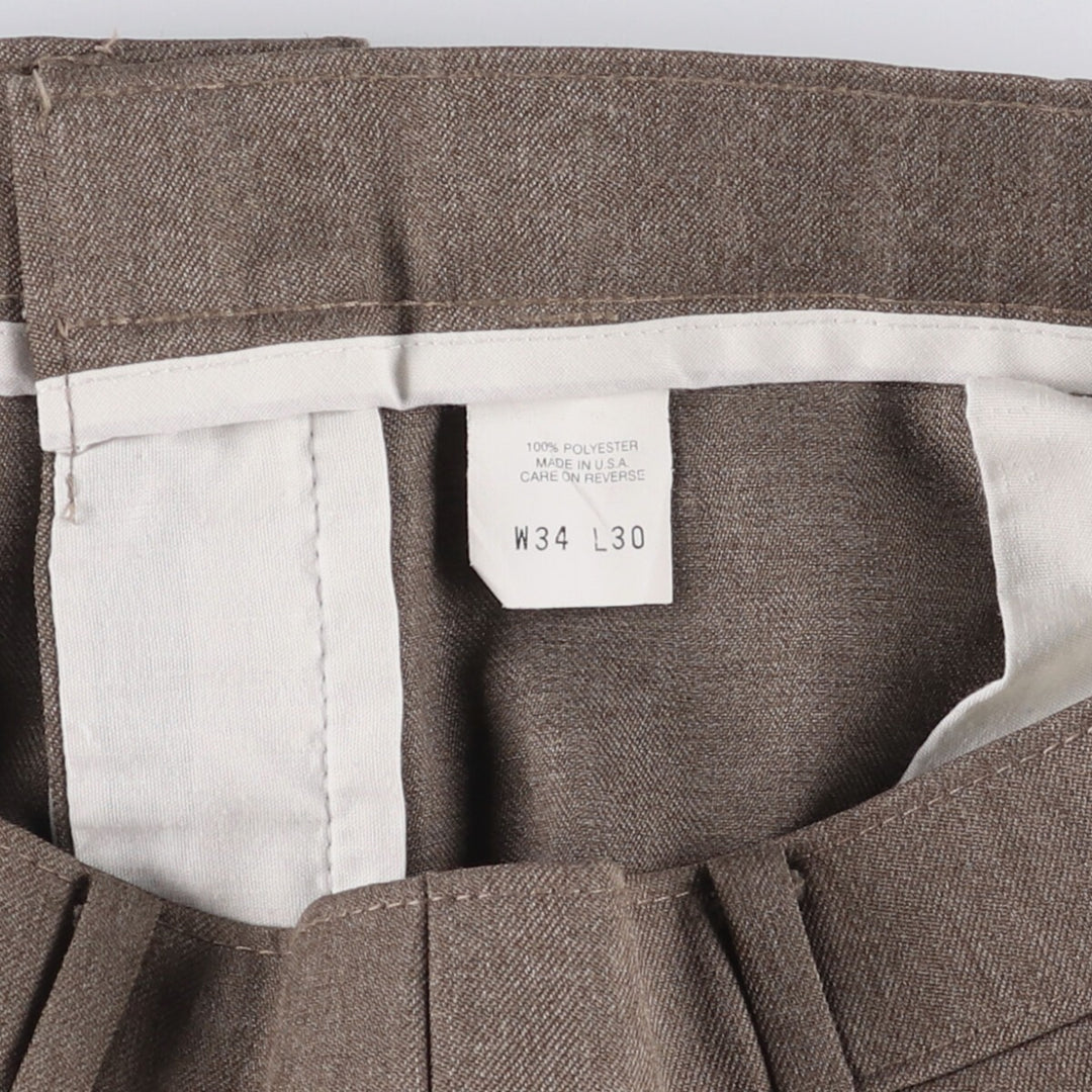 90'S Levi's Action Slacks, Made in USA, Men's, Size 34, Vintage polyester brown type Vintage Second Hand