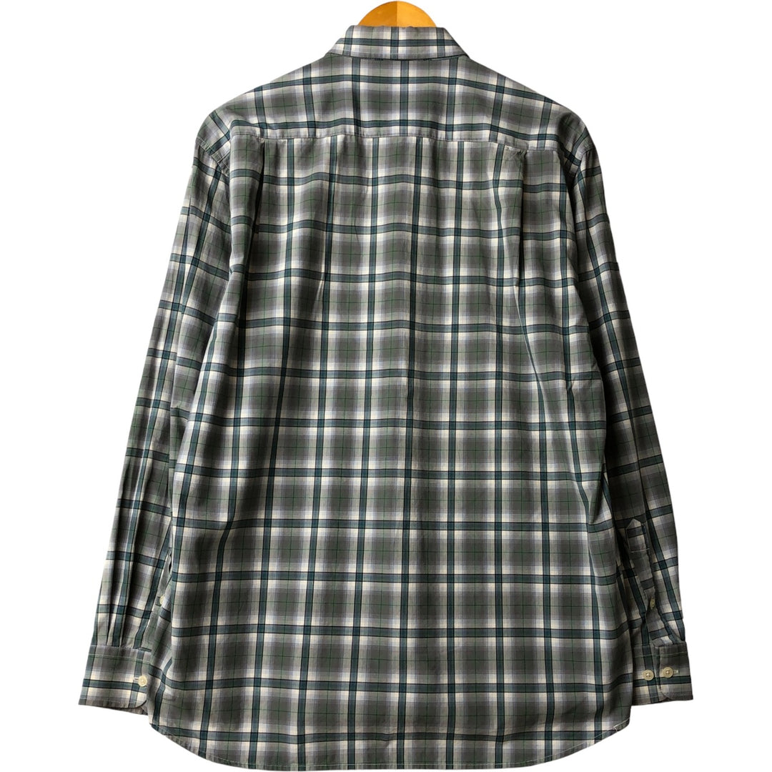 Ralph Lauren long-sleeved hidden button-down check shirt, men's size L cotton Blue type light blue Vintage Second Hand