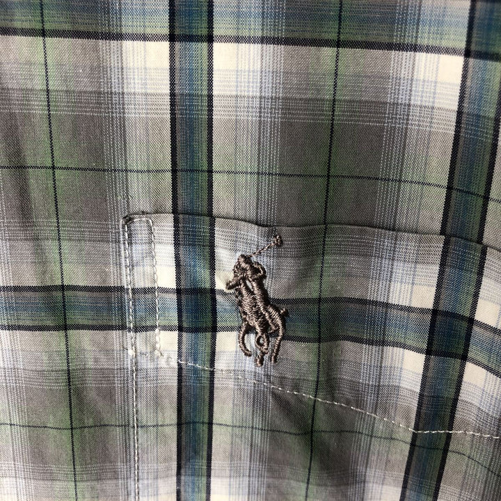 Ralph Lauren long-sleeved hidden button-down check shirt, men's size L cotton Blue type light blue Vintage Second Hand