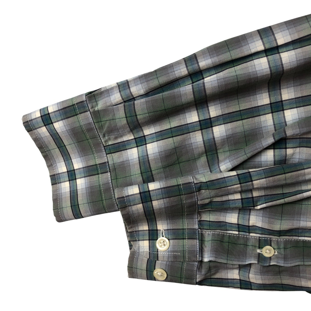 Ralph Lauren long-sleeved hidden button-down check shirt, men's size L cotton Blue type light blue Vintage Second Hand