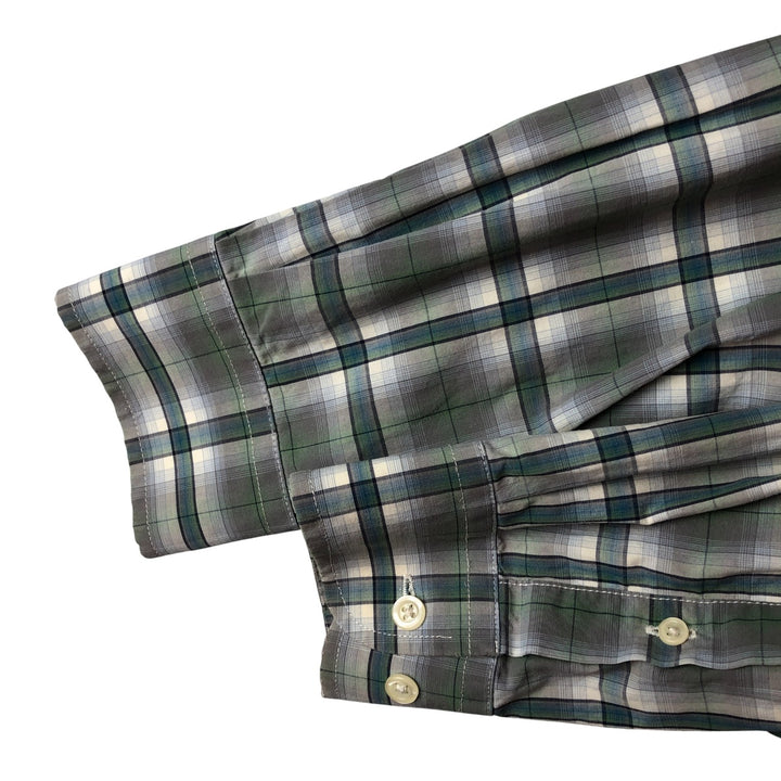 Ralph Lauren long-sleeved hidden button-down check shirt, men's size L cotton Blue type light blue Vintage Second Hand