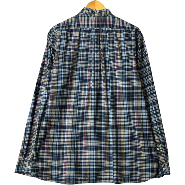 Ralph Lauren long sleeve button down check shirt, men's XL size cotton navy blue type Vintage Second Hand