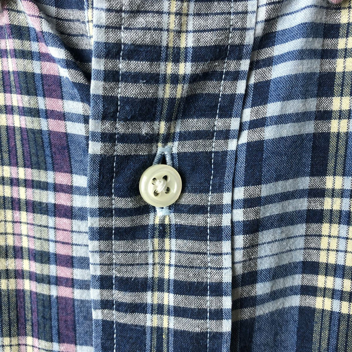 Ralph Lauren long sleeve button down check shirt, men's XL size cotton navy blue type Vintage Second Hand
