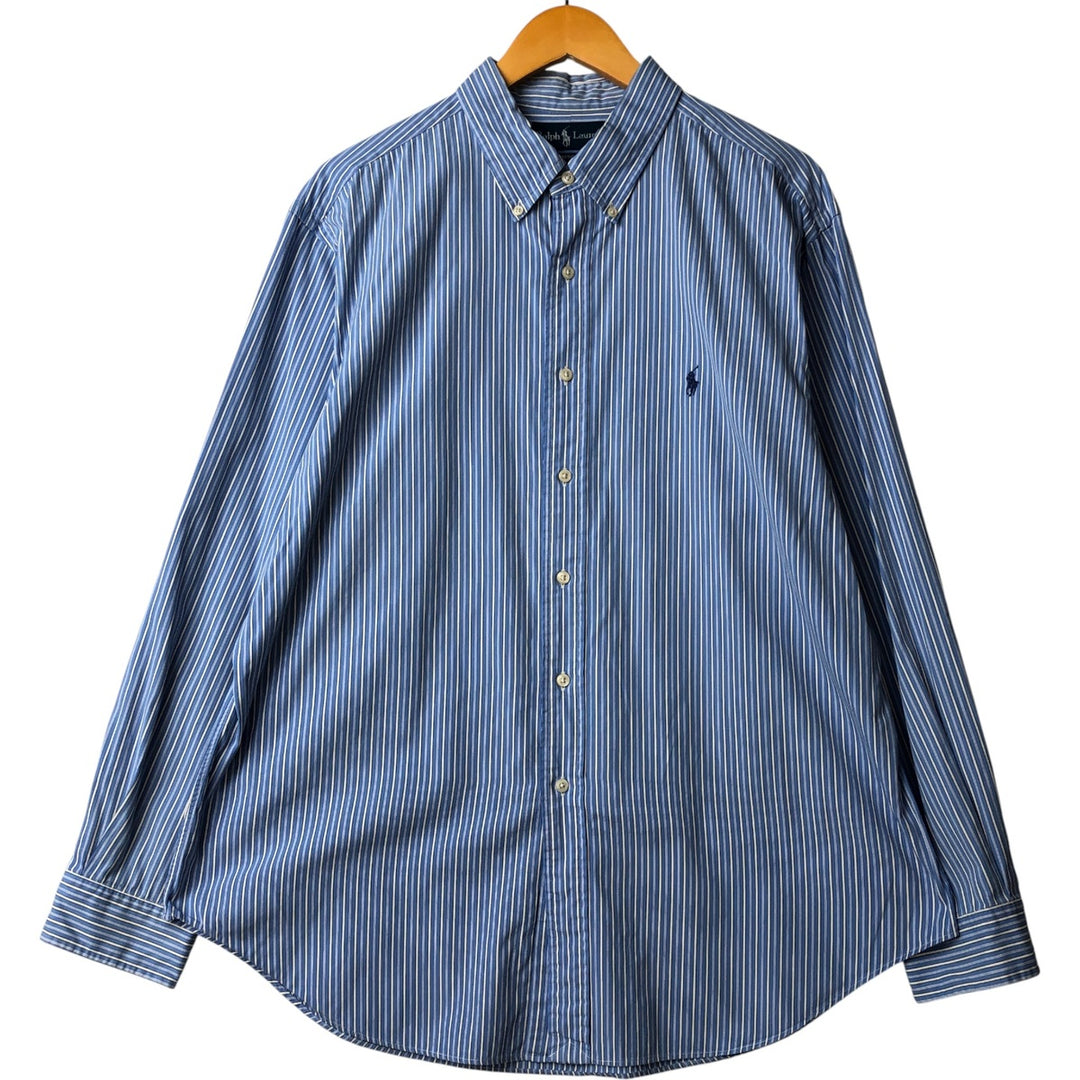 Ralph Lauren Classic Fit Long Sleeve Button Down Striped Shirt Men's XL cotton Blue type light blue Vintage Second Hand