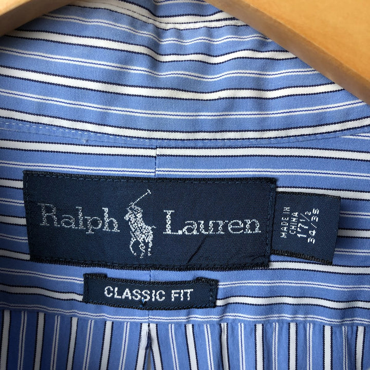 Ralph Lauren Classic Fit Long Sleeve Button Down Striped Shirt Men's XL cotton Blue type light blue Vintage Second Hand