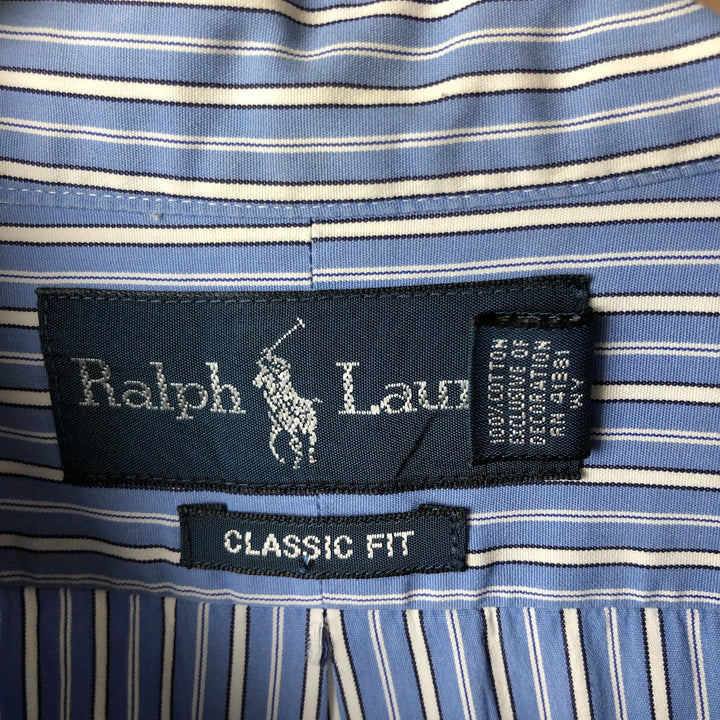 Ralph Lauren Classic Fit Long Sleeve Button Down Striped Shirt Men's XL cotton Blue type light blue Vintage Second Hand