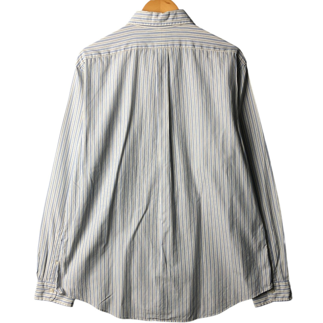 Ralph Lauren long sleeve button down striped shirt, men's XL size cotton Blue type light blue Vintage Second Hand
