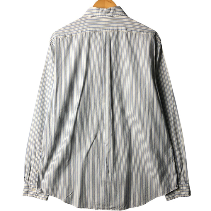 Ralph Lauren long sleeve button down striped shirt, men's XL size cotton Blue type light blue Vintage Second Hand