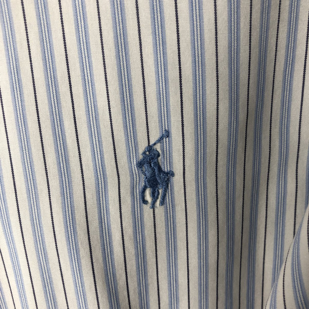 Ralph Lauren long sleeve button down striped shirt, men's XL size cotton Blue type light blue Vintage Second Hand