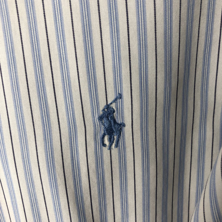 Ralph Lauren long sleeve button down striped shirt, men's XL size cotton Blue type light blue Vintage Second Hand