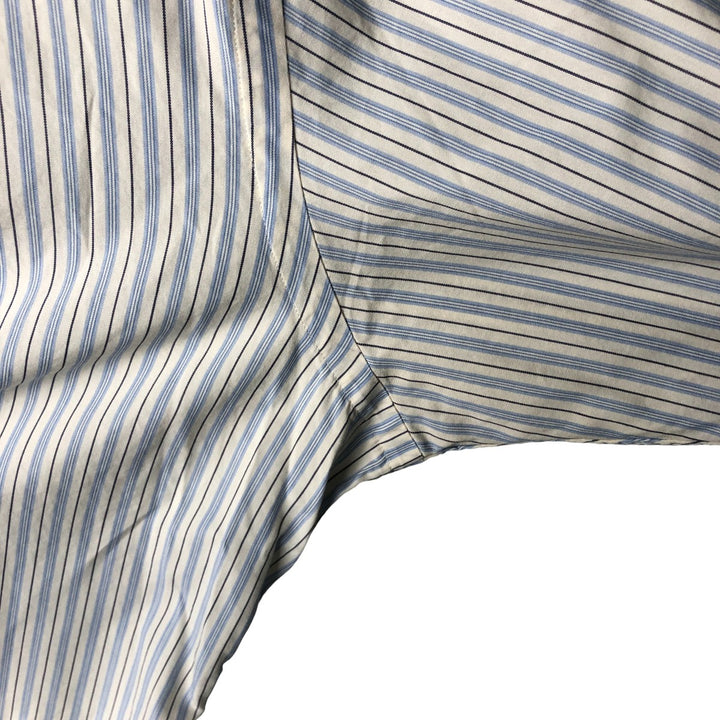Ralph Lauren long sleeve button down striped shirt, men's XL size cotton Blue type light blue Vintage Second Hand