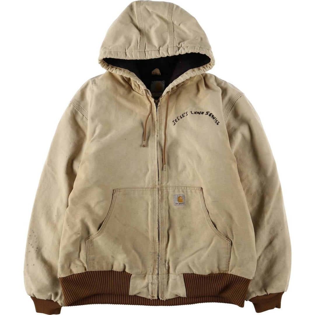 Carhartt Active Jacket, Padded Duck Full-Zip Hoodie, Men's Size L cotton beige type brown Vintage Second Hand