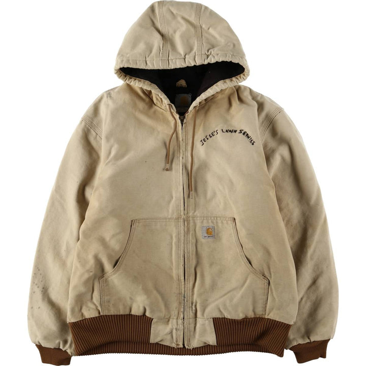 Carhartt Active Jacket, Padded Duck Full-Zip Hoodie, Men's Size L cotton beige type brown Vintage Second Hand