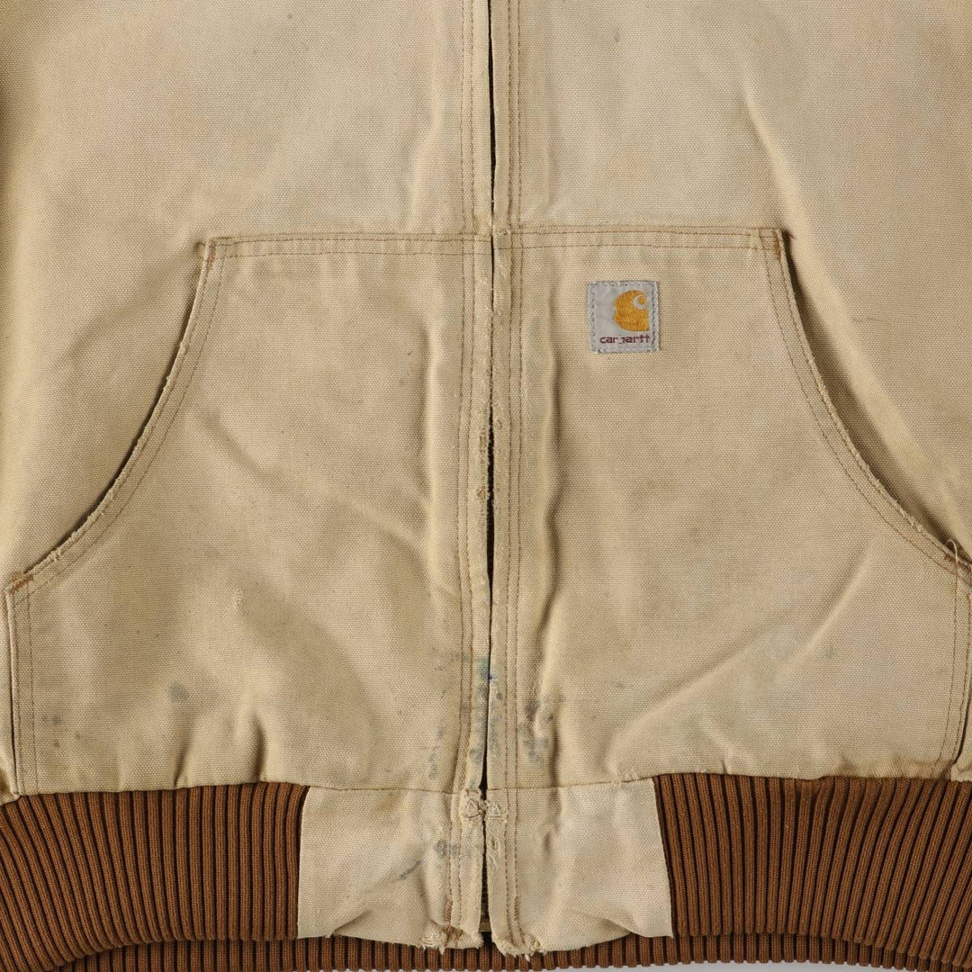 Carhartt Active Jacket, Padded Duck Full-Zip Hoodie, Men's Size L cotton beige type brown Vintage Second Hand