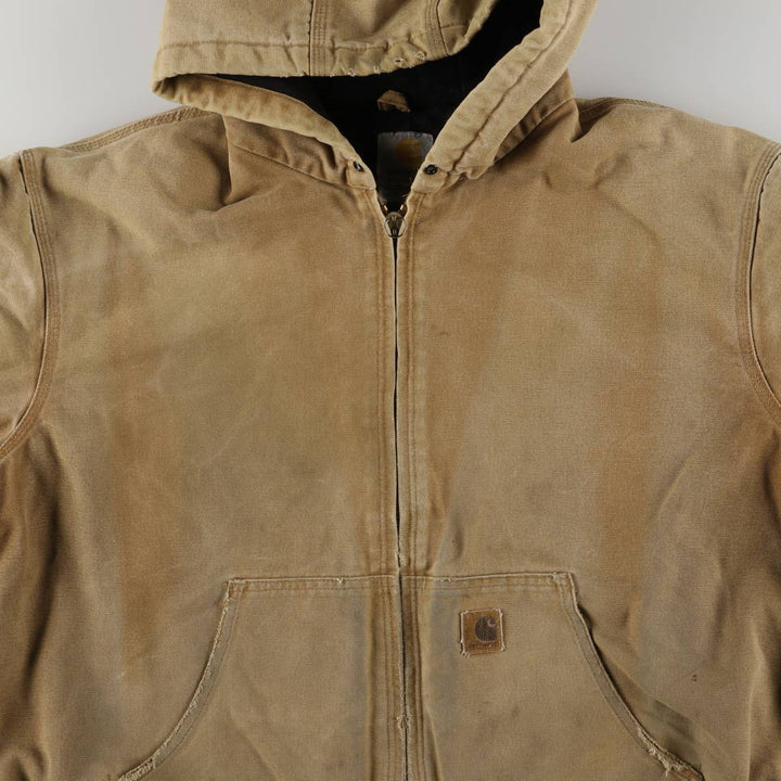 00'S Carhartt Padded Active Jacket Duck Full Zip Hoodie Men's XL cotton brown type Vintage Second Hand