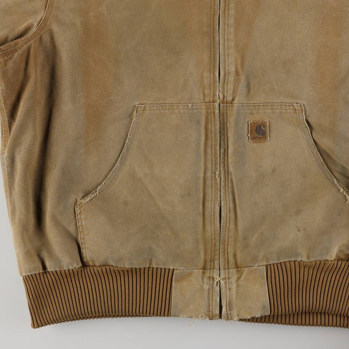 00'S Carhartt Padded Active Jacket Duck Full Zip Hoodie Men's XL cotton brown type Vintage Second Hand