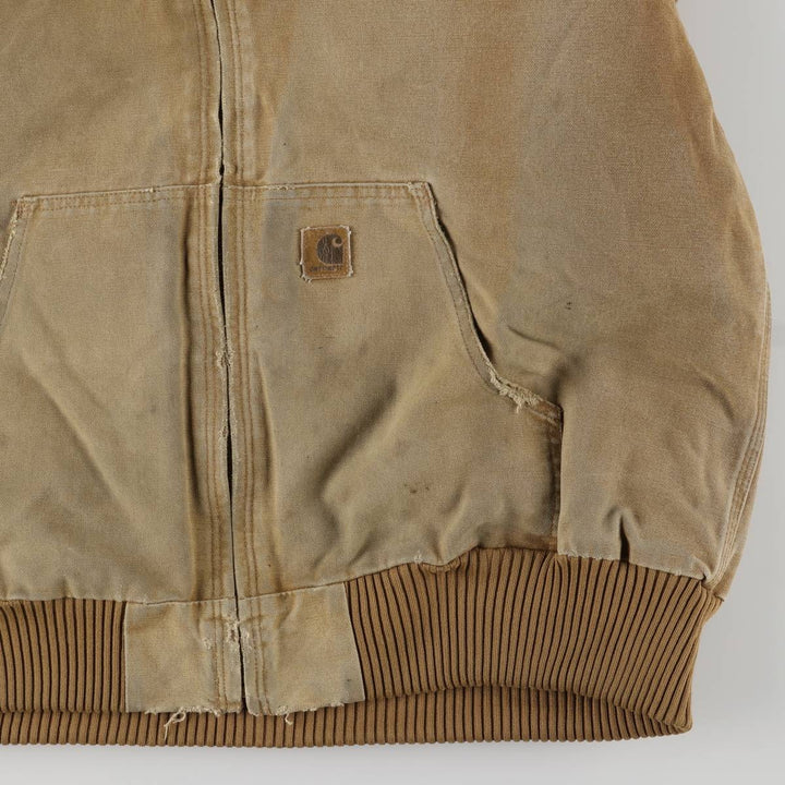 00'S Carhartt Padded Active Jacket Duck Full Zip Hoodie Men's XL cotton brown type Vintage Second Hand