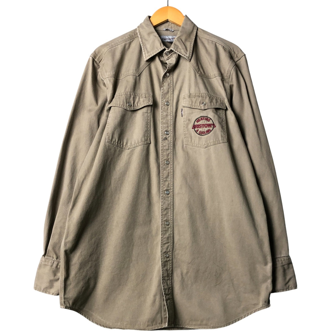 Carhartt Relaxed Fit Long Sleeve Work Shirt, Men's Size L cotton Khaki type Vintage Second Hand