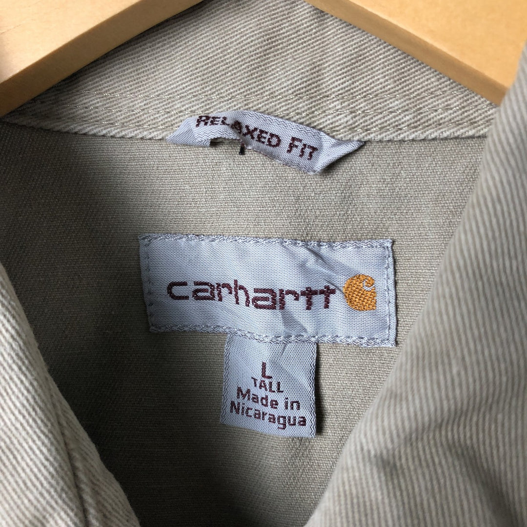 Carhartt Relaxed Fit Long Sleeve Work Shirt, Men's Size L cotton Khaki type Vintage Second Hand