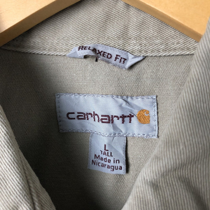 Carhartt Relaxed Fit Long Sleeve Work Shirt, Men's Size L cotton Khaki type Vintage Second Hand