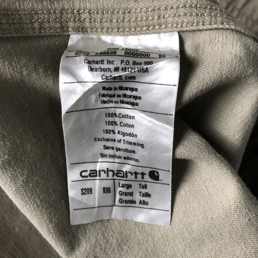 Carhartt Relaxed Fit Long Sleeve Work Shirt, Men's Size L cotton Khaki type Vintage Second Hand
