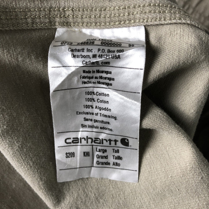 Carhartt Relaxed Fit Long Sleeve Work Shirt, Men's Size L cotton Khaki type Vintage Second Hand
