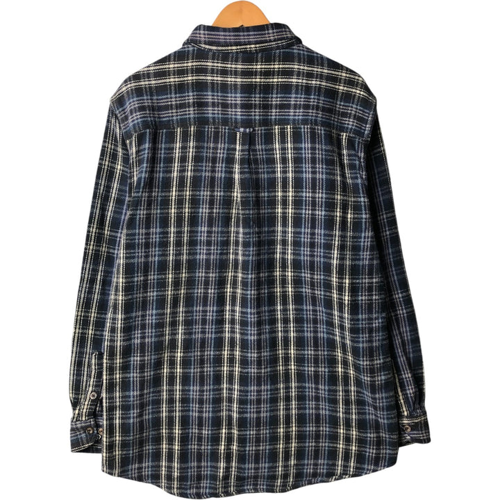 FIELD AND STREAM Long Sleeve Flannel Check Shirt, Men's Size L cotton navy blue type Vintage Second Hand