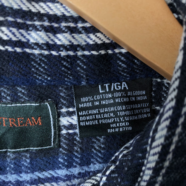 FIELD AND STREAM Long Sleeve Flannel Check Shirt, Men's Size L cotton navy blue type Vintage Second Hand