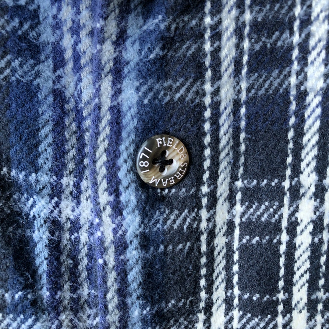 FIELD AND STREAM Long Sleeve Flannel Check Shirt, Men's Size L cotton navy blue type Vintage Second Hand