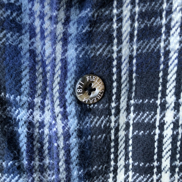 FIELD AND STREAM Long Sleeve Flannel Check Shirt, Men's Size L cotton navy blue type Vintage Second Hand