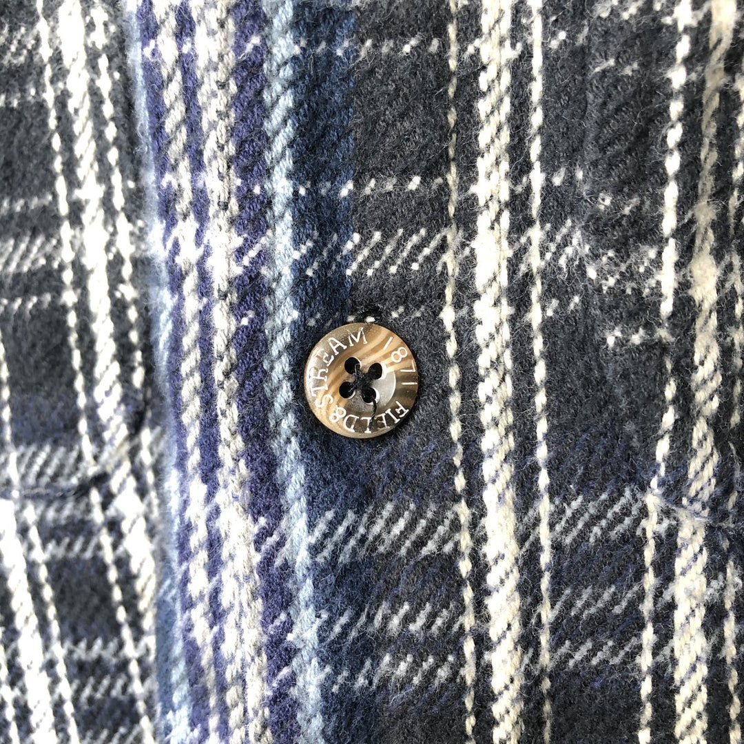 FIELD AND STREAM Long Sleeve Flannel Check Shirt, Men's Size L cotton navy blue type Vintage Second Hand
