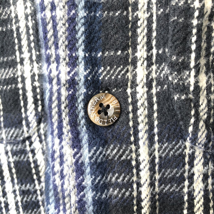FIELD AND STREAM Long Sleeve Flannel Check Shirt, Men's Size L cotton navy blue type Vintage Second Hand