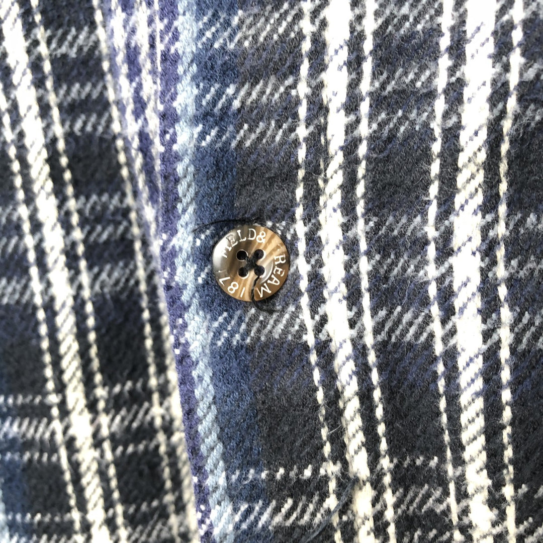 FIELD AND STREAM Long Sleeve Flannel Check Shirt, Men's Size L cotton navy blue type Vintage Second Hand